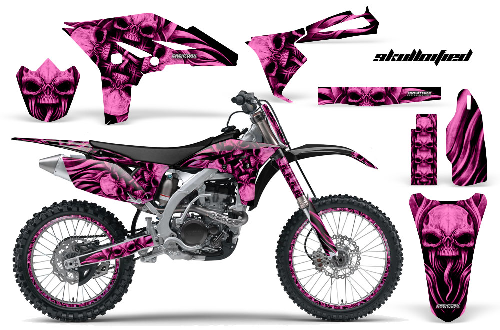 Yamaha YZ250F 2010-2012 Graphics Kit Skullcified Pink Black NP Rims